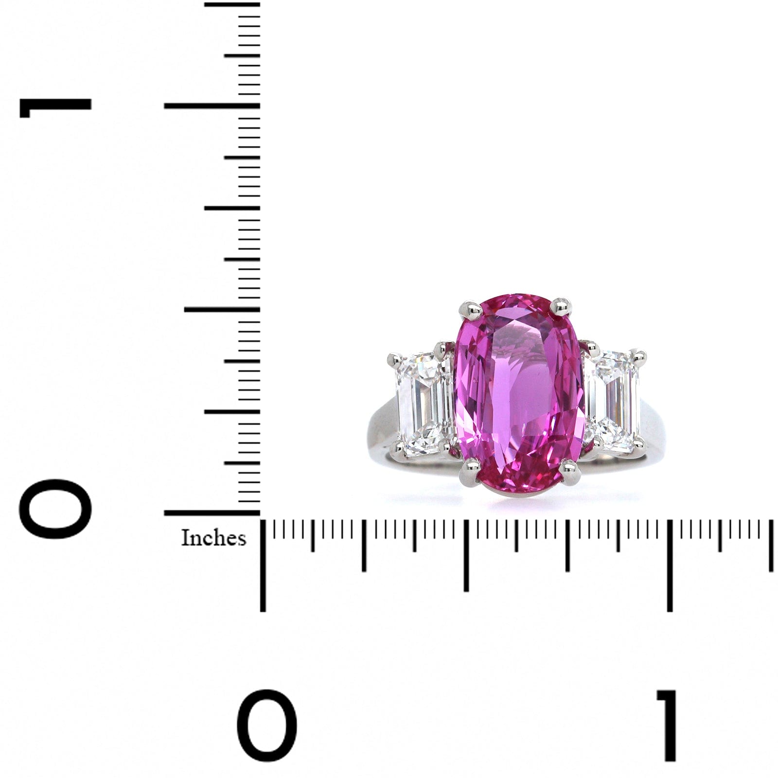 Oscar Heyman Platinum Oval Pink Sapphire and Diamond 3 Stone Ring