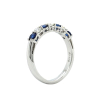 Platinum Shared Prong Sapphire and Diamond Band
