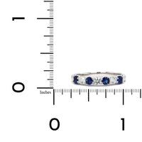 Platinum Shared Prong Sapphire and Diamond Band