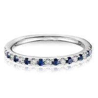 18K White Gold Diamond and Sapphire Band