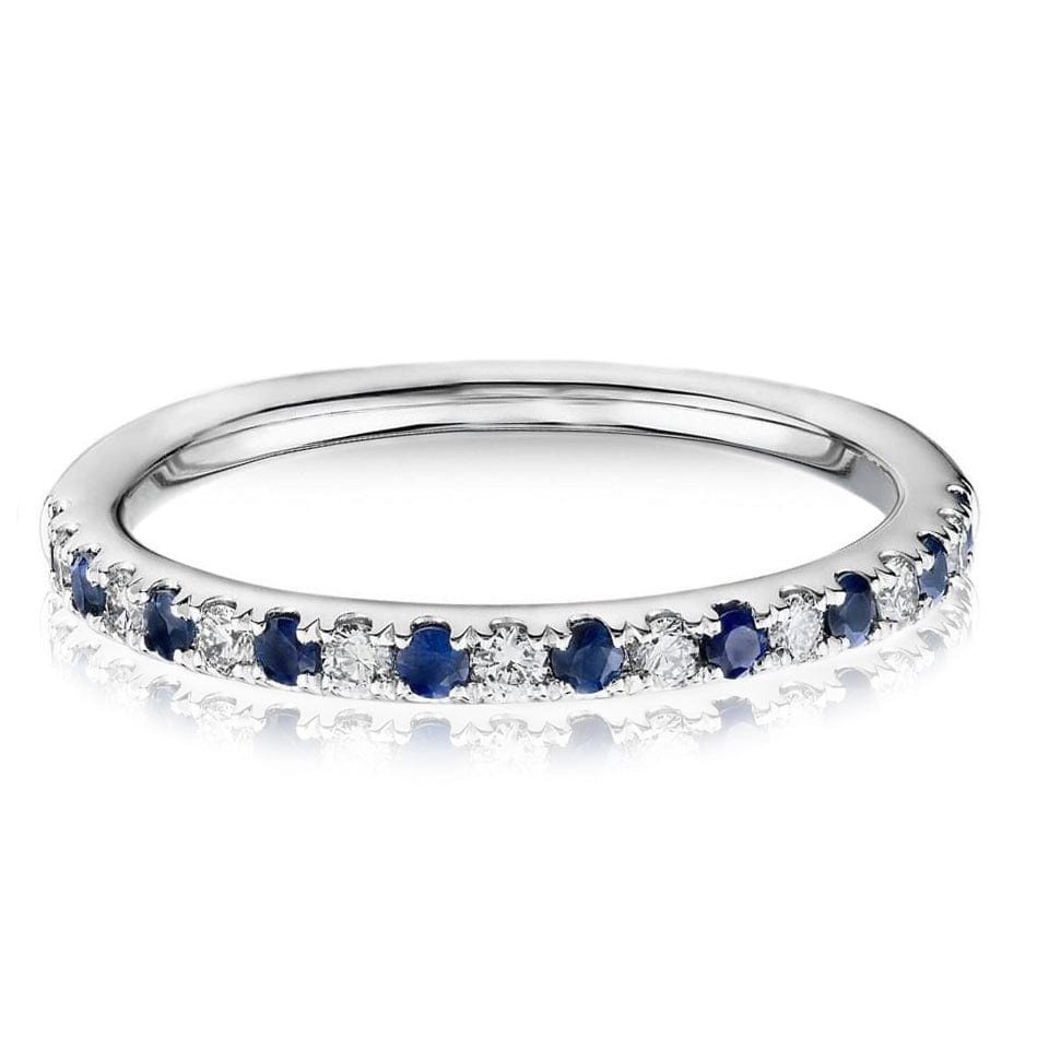 18K White Gold Diamond and Sapphire Band