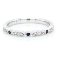 18K White Gold Alternating Shapes Diamond Sapphire Band