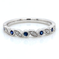 18K White Gold Diamond and Sapphire Band
