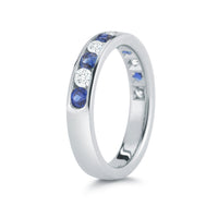 18K White Gold Diamond and Sapphire Channel Set Band
