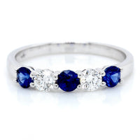 18K White Gold Diamond and Sapphire Band