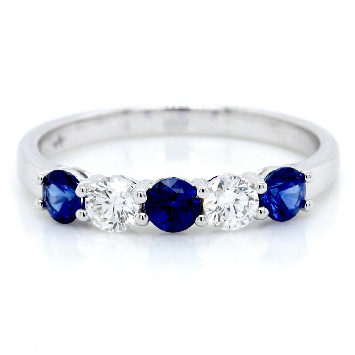 18K White Gold Diamond and Sapphire Band