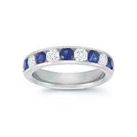 18K White Gold Sapphire and Diamond Wedding Ring