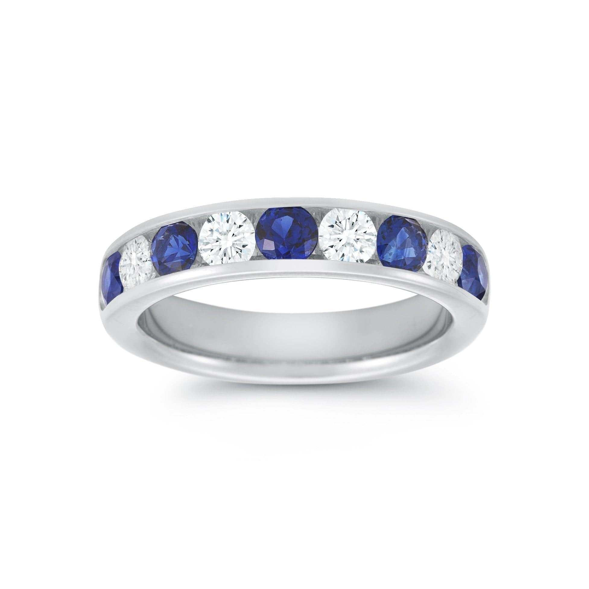 18K White Gold Sapphire and Diamond Wedding Ring