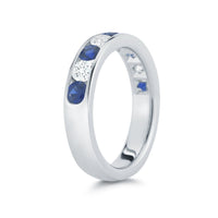 18K White Gold Sapphire and Diamond Wedding Ring