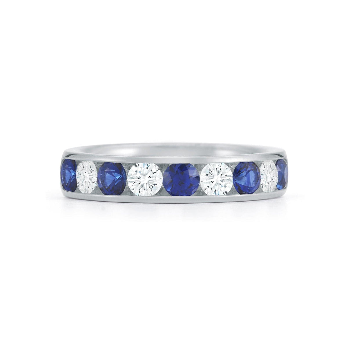 18K White Gold Sapphire and Diamond Wedding Ring