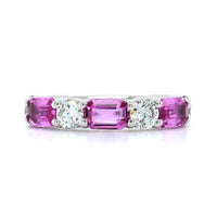 Platinum Emerald Cut Pink Sapphire and Diamond Ring