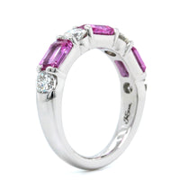Platinum Emerald Cut Pink Sapphire and Diamond Ring