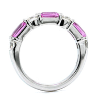 Platinum Emerald Cut Pink Sapphire and Diamond Ring