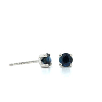 14K White Gold Round Sapphire Stud Earrings