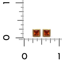18K Yellow Gold Orange Sapphire Stud Earrings
