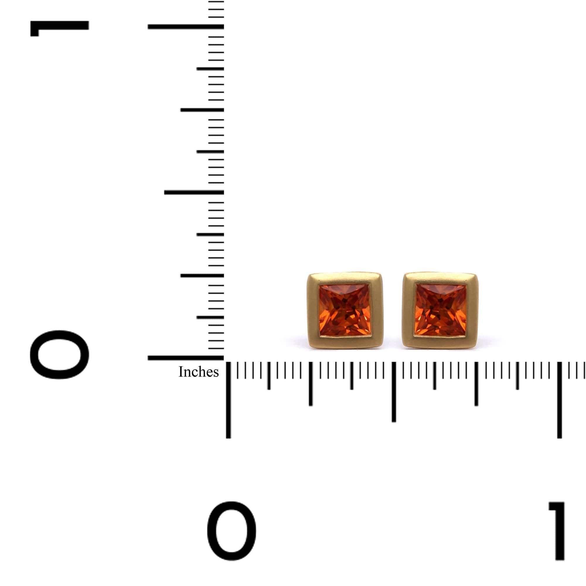 18K Yellow Gold Orange Sapphire Stud Earrings