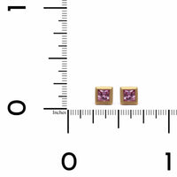 18K Yellow Gold Pink Sapphire Stud Earrings