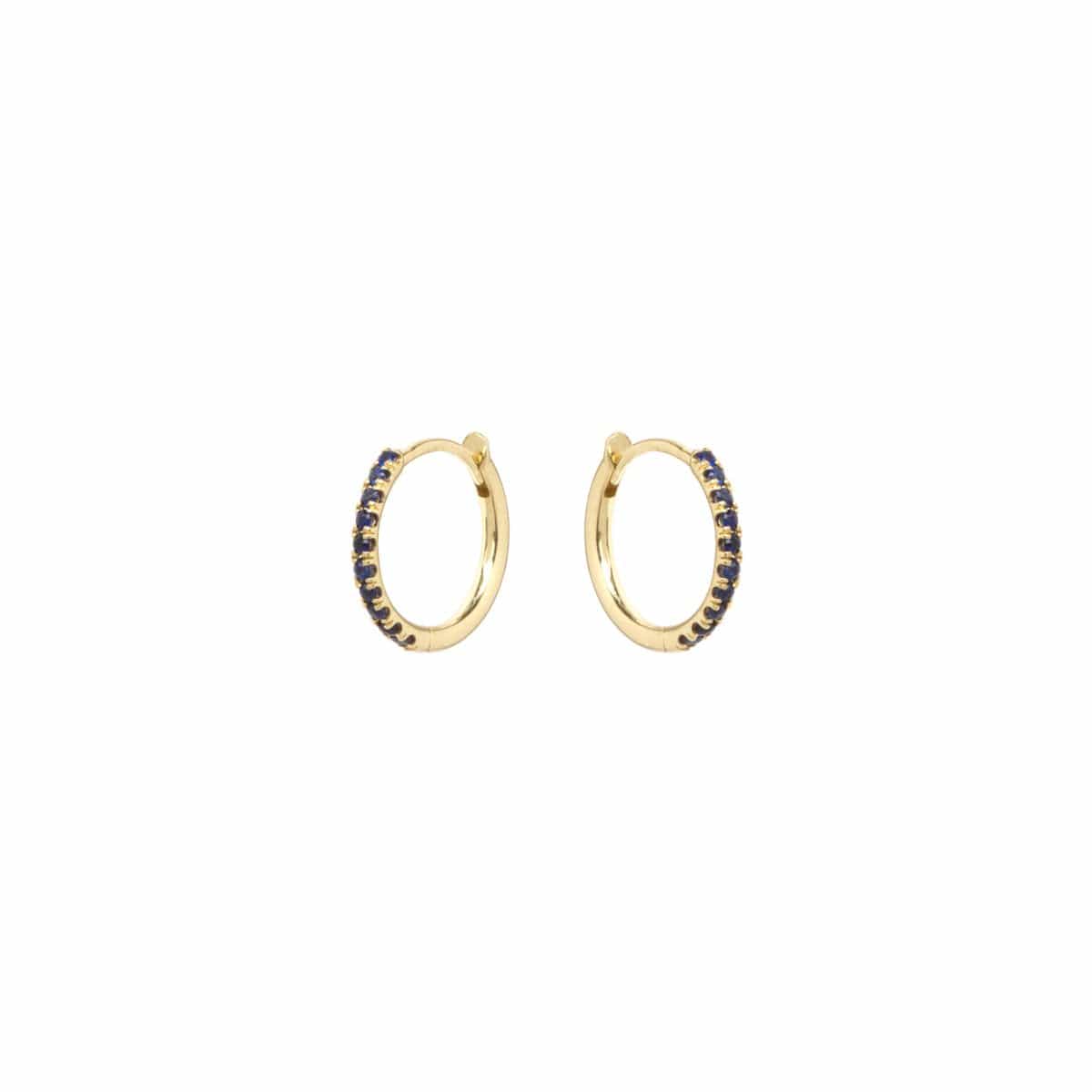 14K Yellow Gold Sapphire Huggie Earrings