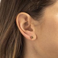 14K Yellow Gold Green Sapphire Stud Earrings