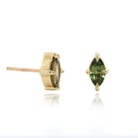 14K Yellow Gold Green Sapphire Stud Earrings