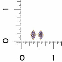 14K Yellow Gold Purple Sapphire Stud Earrings