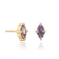 14K Yellow Gold Purple Sapphire Stud Earrings