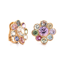 18K Rose Gold Multi Colored Sapphire Earrings