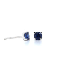 18K White Gold Round Sapphire Stud Earrings