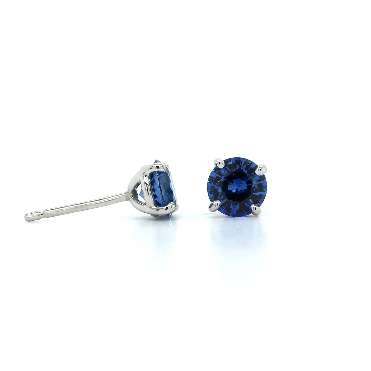 Platinum Round Sapphire Stud Earrings