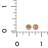 18K Yellow Gold Pink Sapphire Bezel Set Stud Earrings