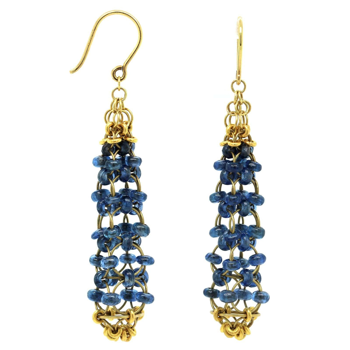22K Yellow Gold Cabochon Sapphire Drop Earrings, 22k and 18k yellow gold Long's Jewelers