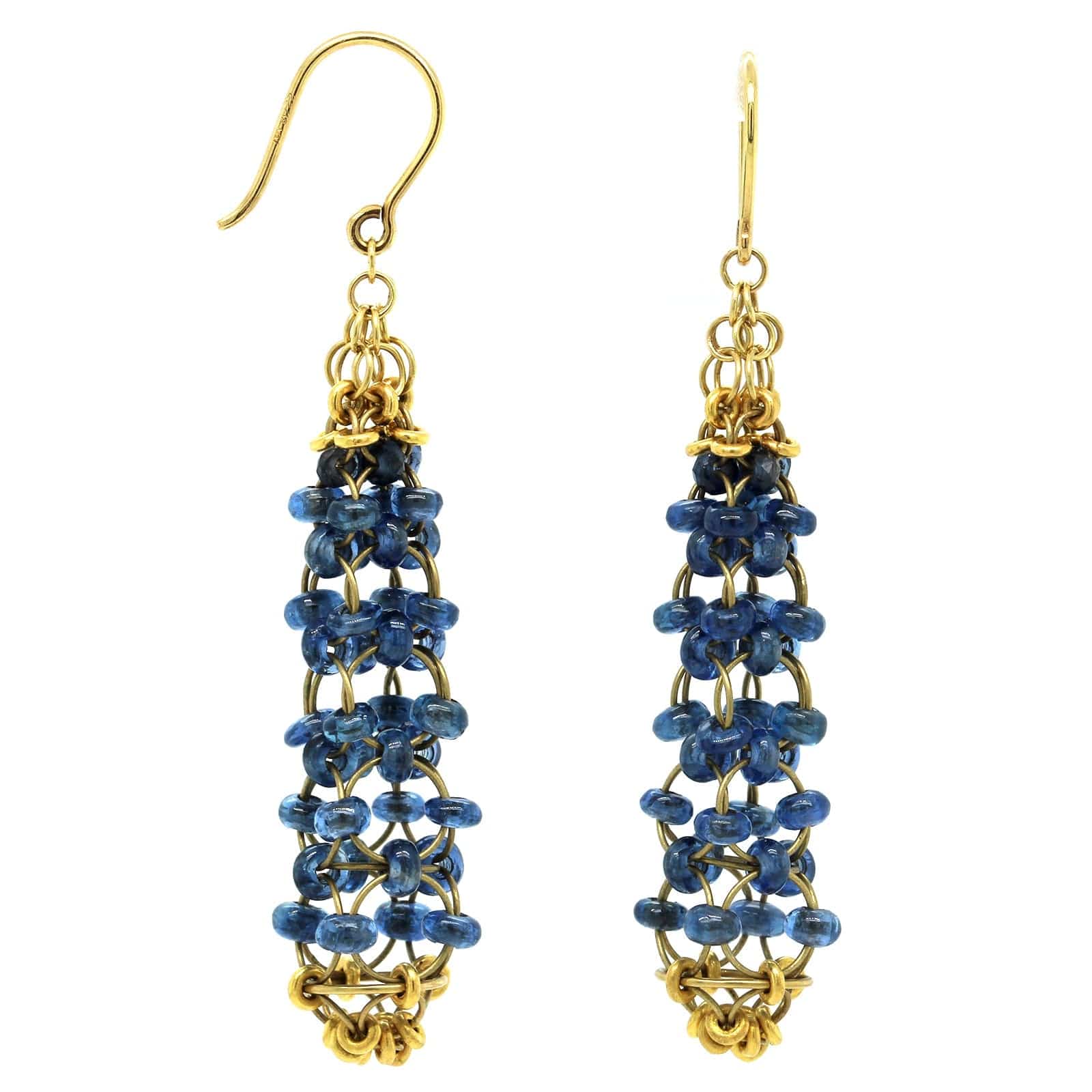 22K Yellow Gold Cabochon Sapphire Drop Earrings, 22k and 18k yellow gold Long's Jewelers