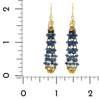 22K Yellow Gold Cabochon Sapphire Drop Earrings, 22k and 18k yellow gold Long's Jewelers