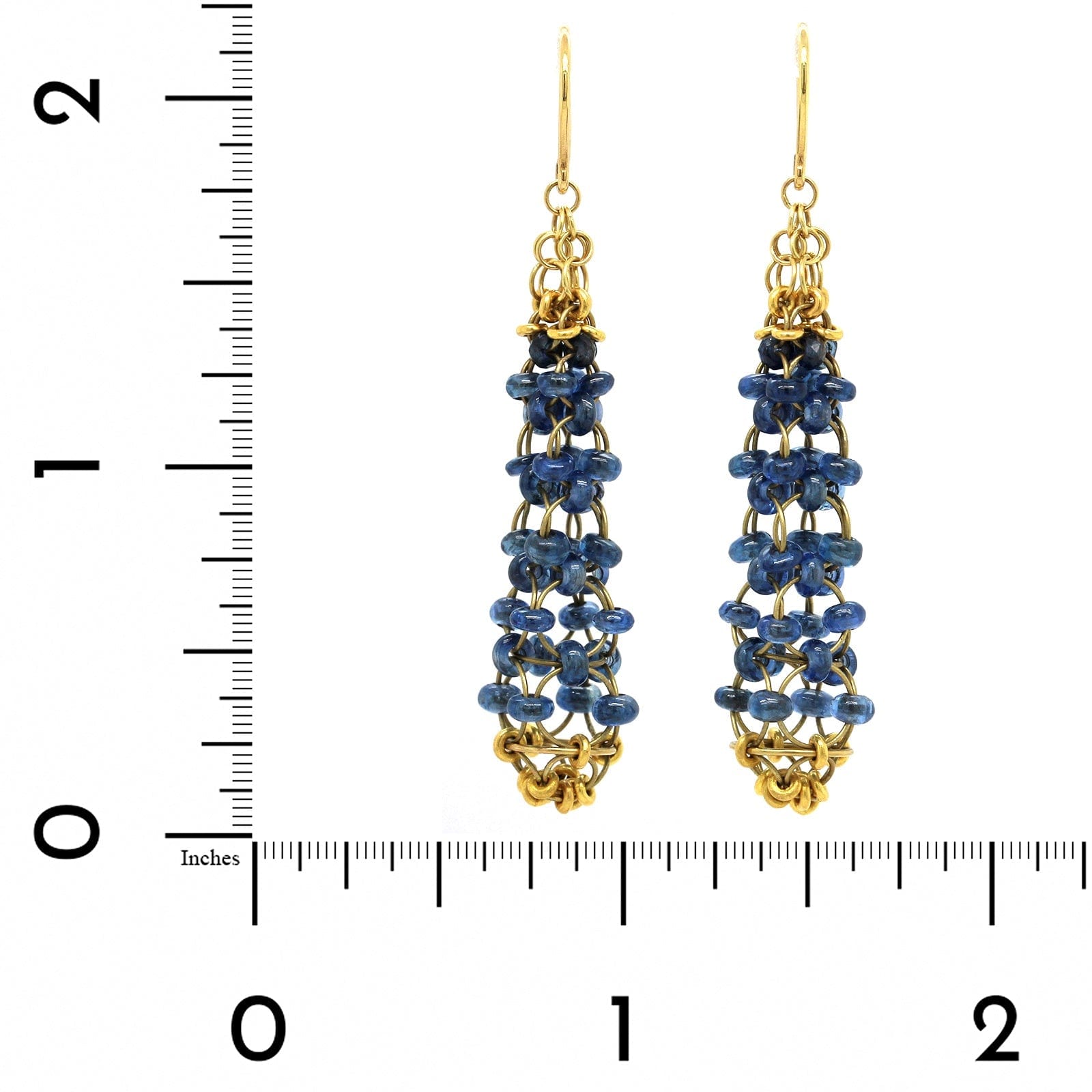 22K Yellow Gold Cabochon Sapphire Drop Earrings, 22k and 18k yellow gold Long's Jewelers