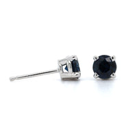 18K White Gold Round Sapphire Stud Earrings