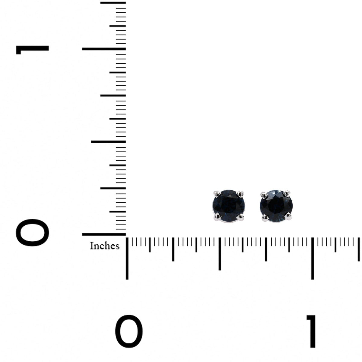 18K White Gold Round Sapphire Stud Earrings