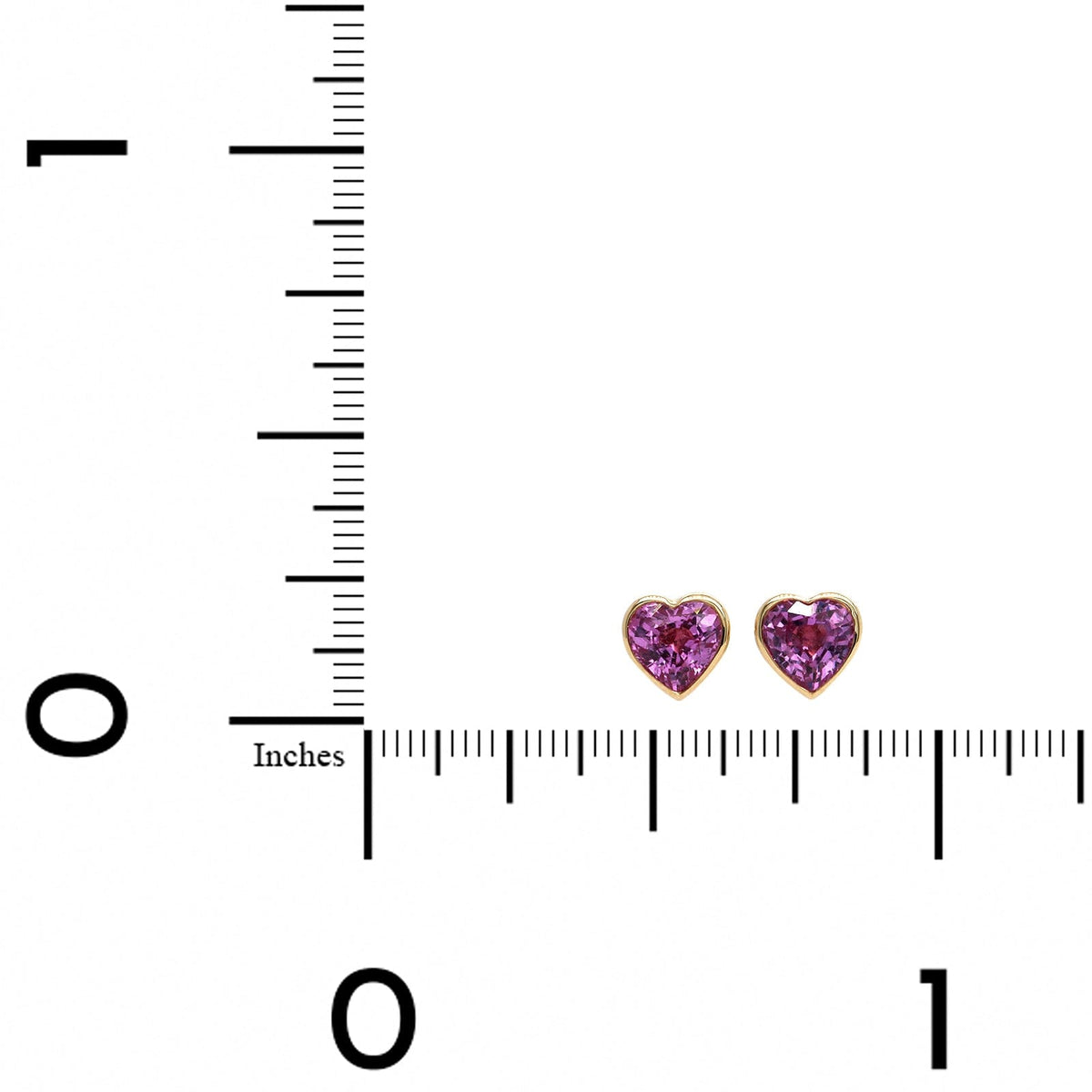 18K Yellow Gold Heart Shape Pink Sapphire Stud Earrings