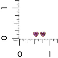18K Yellow Gold Heart Shape Pink Sapphire Stud Earrings