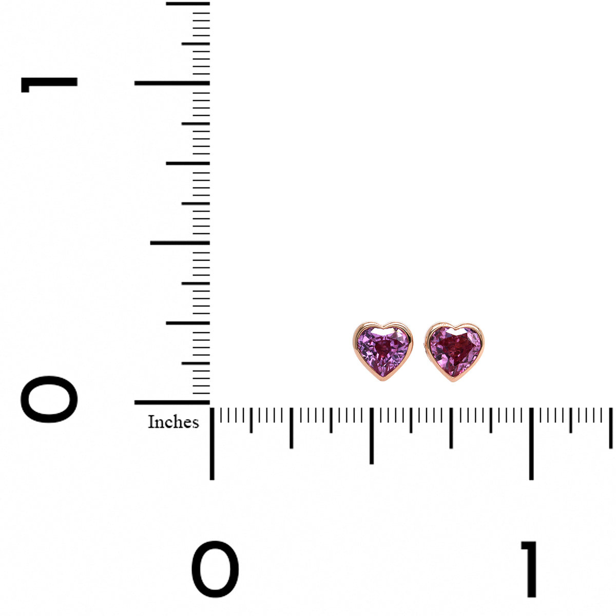 18K Rose Gold Heart Shape Pink Sapphire Stud Earrings