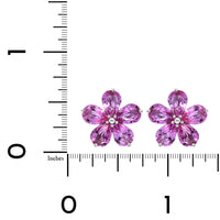 Platinum Pear Shape Pink Sapphire Flower Stud Earrings