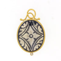24K Yellow Gold and Sterling Silver Traditional Savat Charm