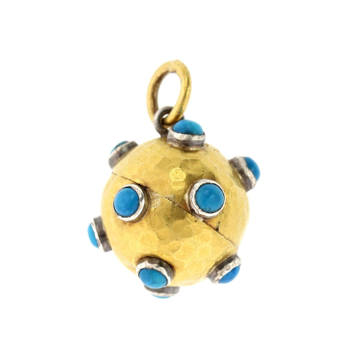 24K Yellow Gold and Sterling Silver Turquoise Sphere Charm