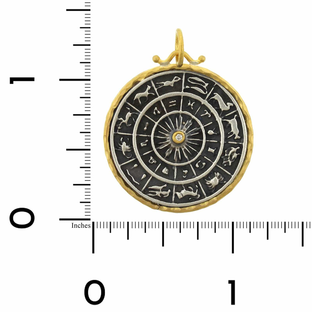 24K Yellow Gold and Sterling Silver Zodiac Charm