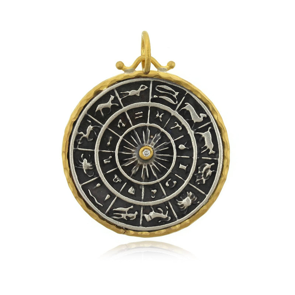 24K Yellow Gold and Sterling Silver Zodiac Charm