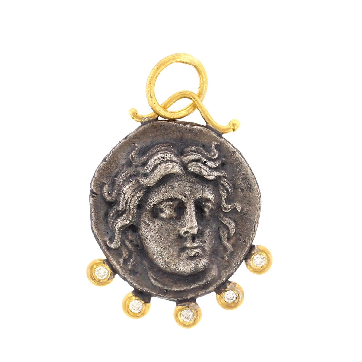24K Yellow Gold and Sterling Silver Apollo Charm