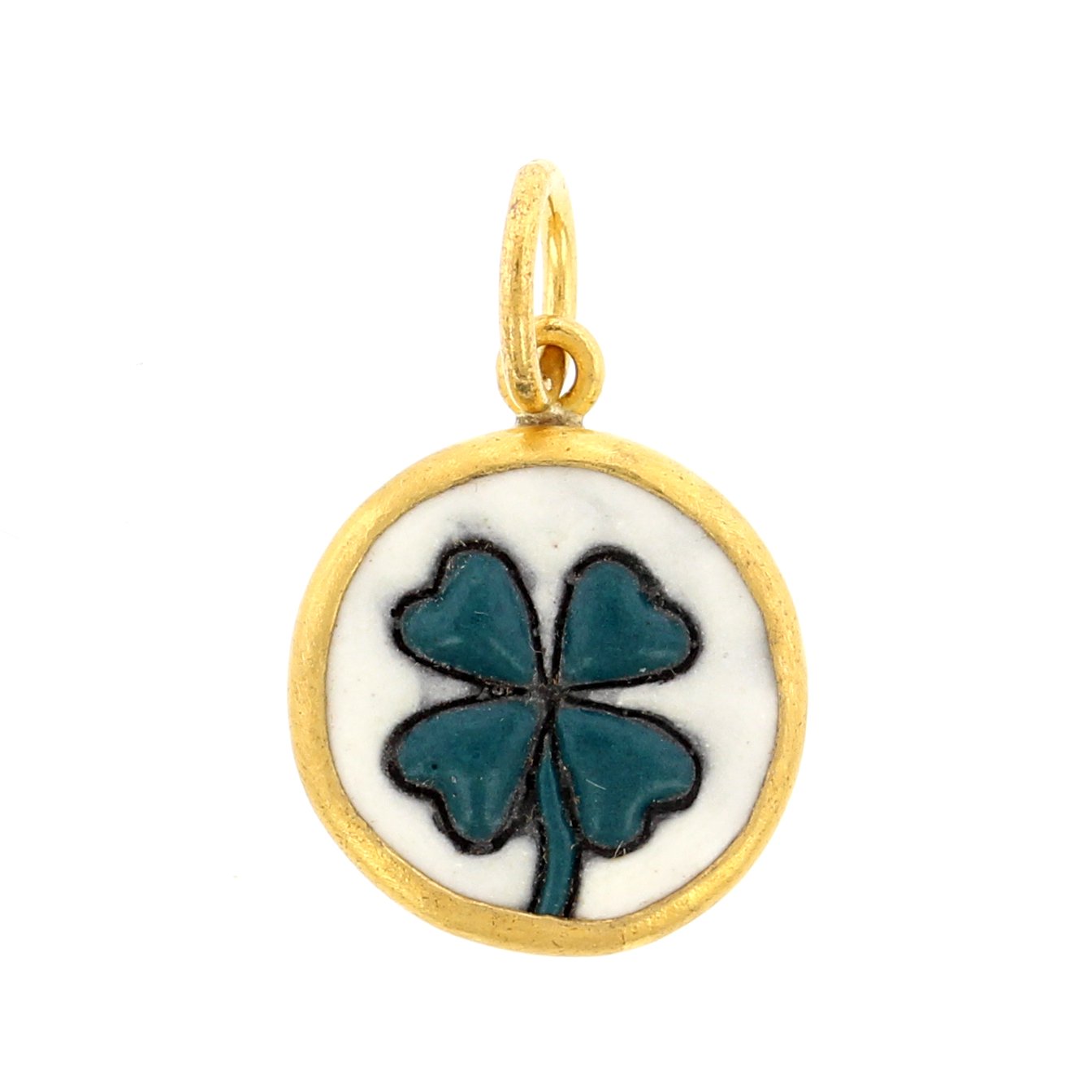 24K Yellow Gold and Sterling Silver Clover Charm