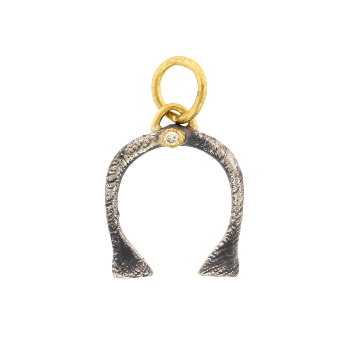 24K Yellow Gold and Sterling Silver Horse Shoe Charm