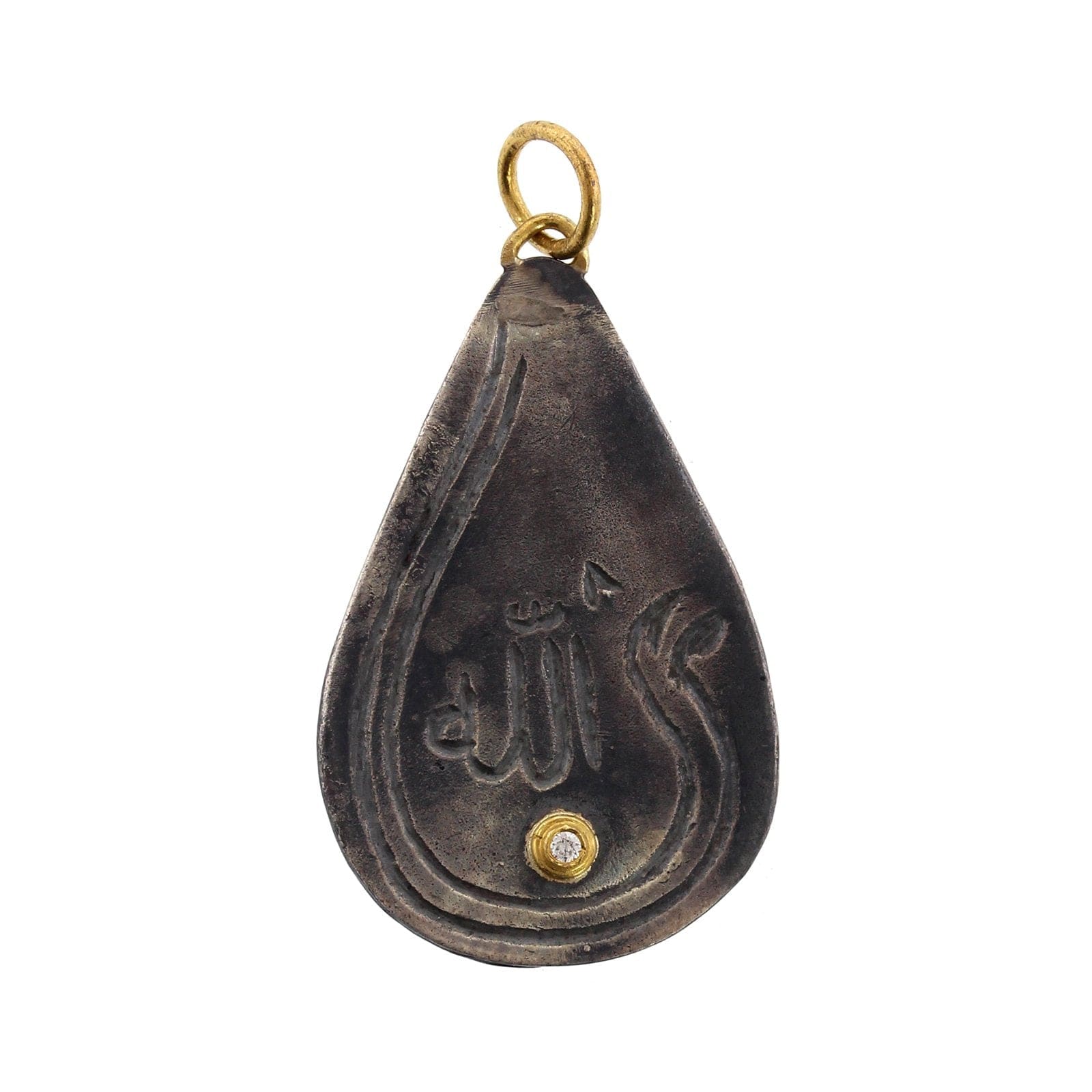 24K Yellow Gold and Sterling Silver Diamond Pendant