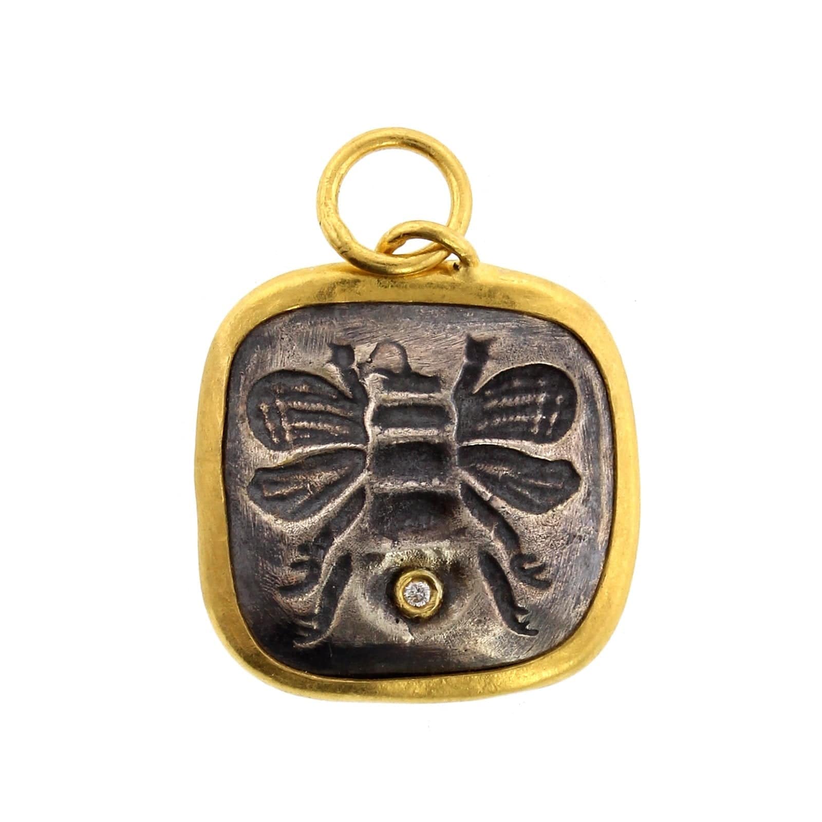 24K Yellow Gold and Sterling Silver Queen Bee Charm