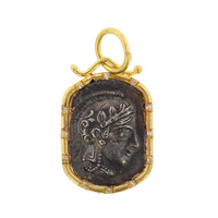 24K Yellow Gold and Sterling Silver Diamond Athena's Owl Charm
